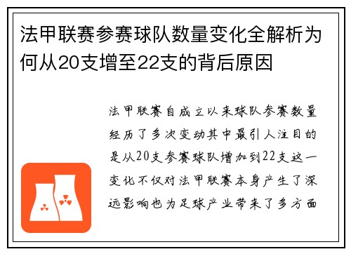法甲联赛参赛球队数量变化全解析为何从20支增至22支的背后原因